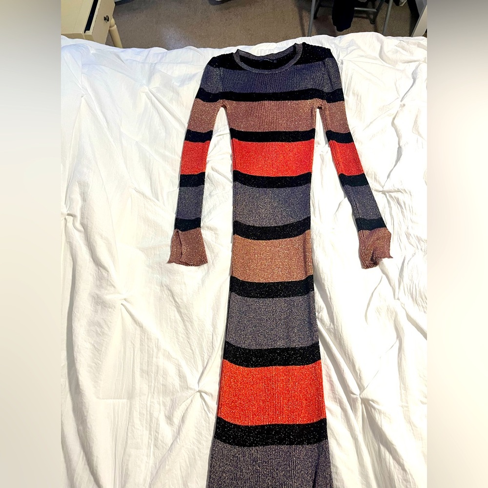 Zara sweater maxi dress metallic and multicolored. Slit at sleeves. Medium